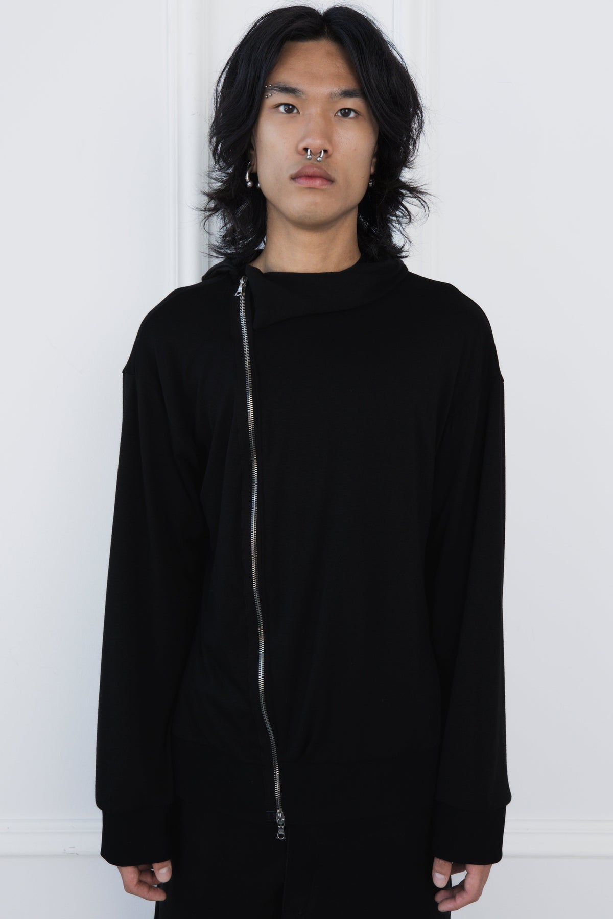 Double Layered Asymmetric Zip Sweater