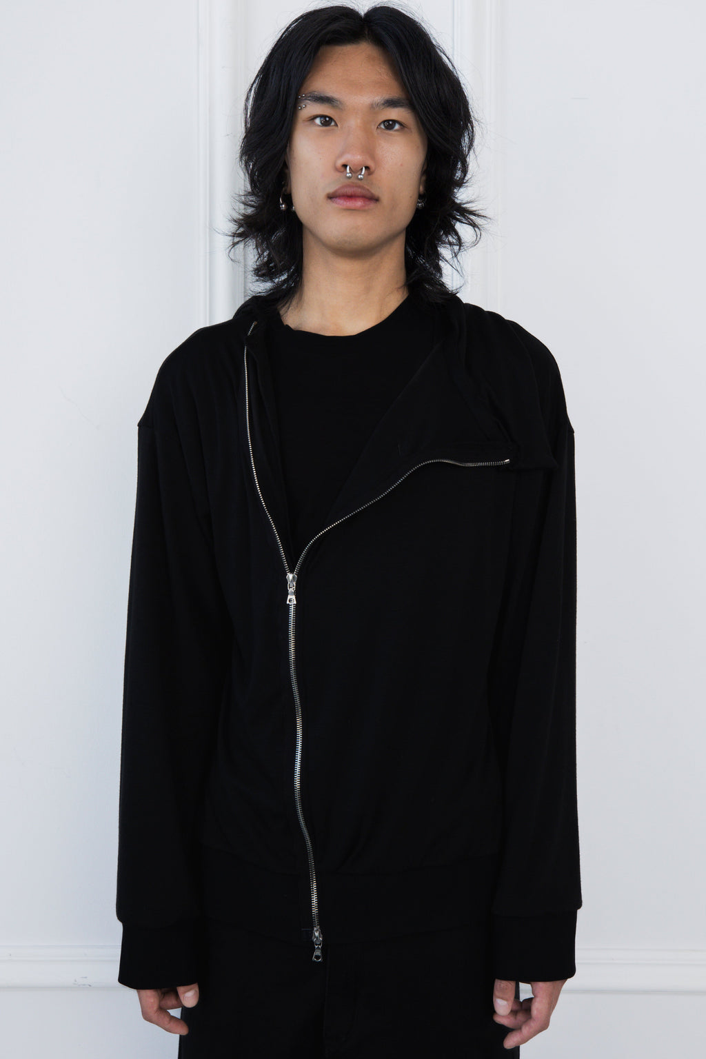 Double Layered Asymmetric Zip Sweater
