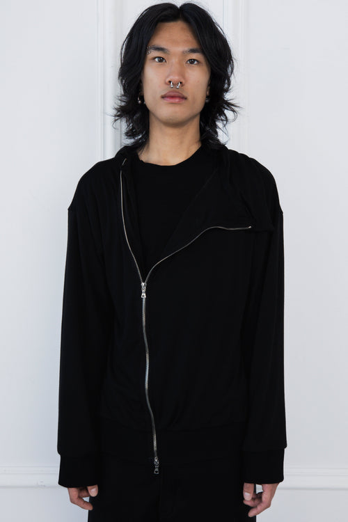 Double Layered Asymmetric Zip Sweater