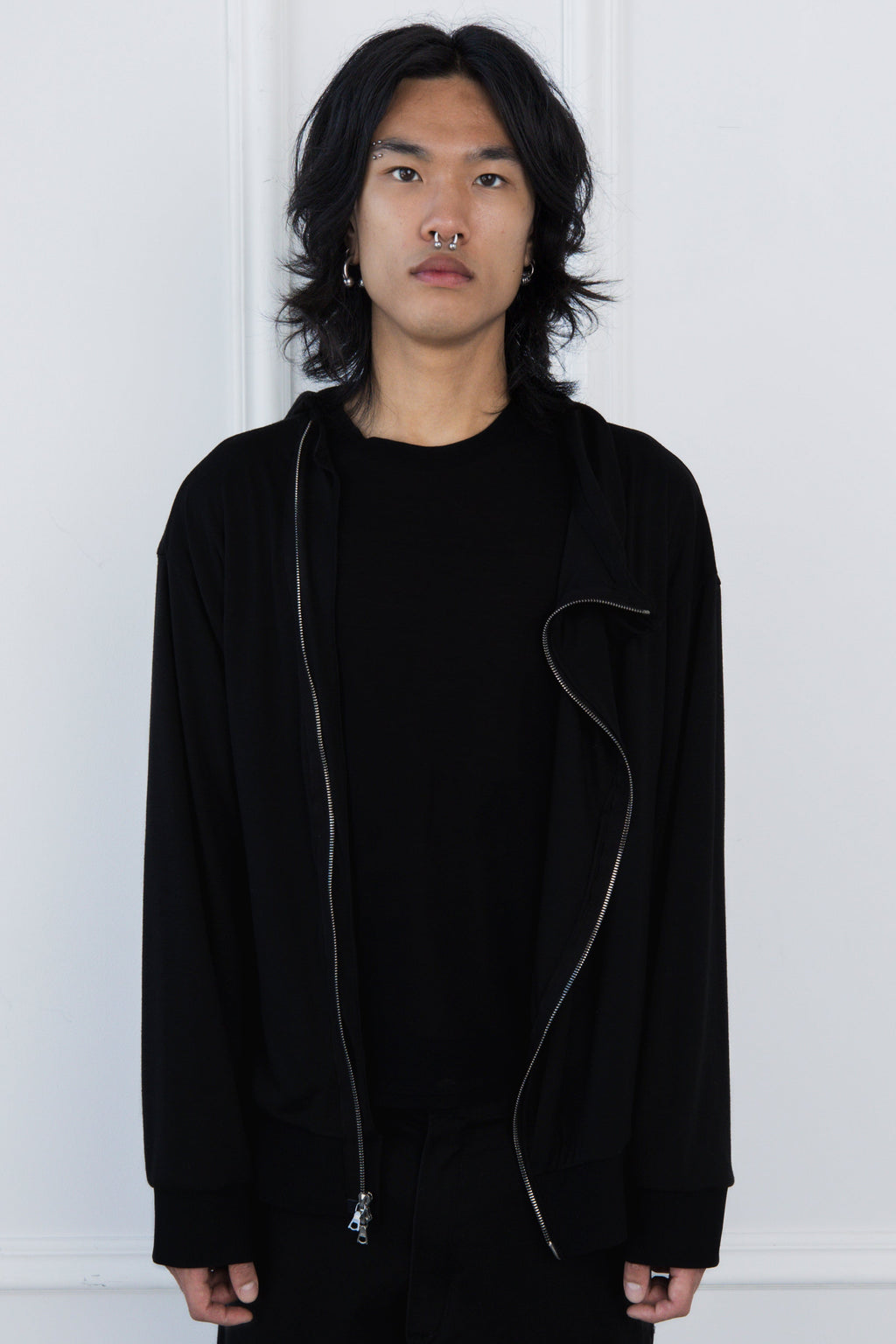 Double Layered Asymmetric Zip Sweater