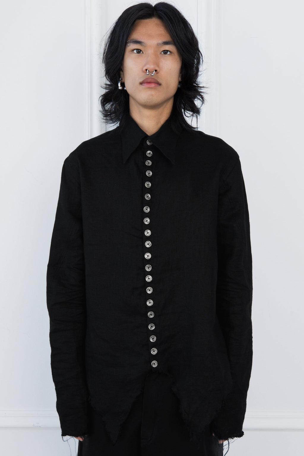 Linen Button Down with Metal Buttons