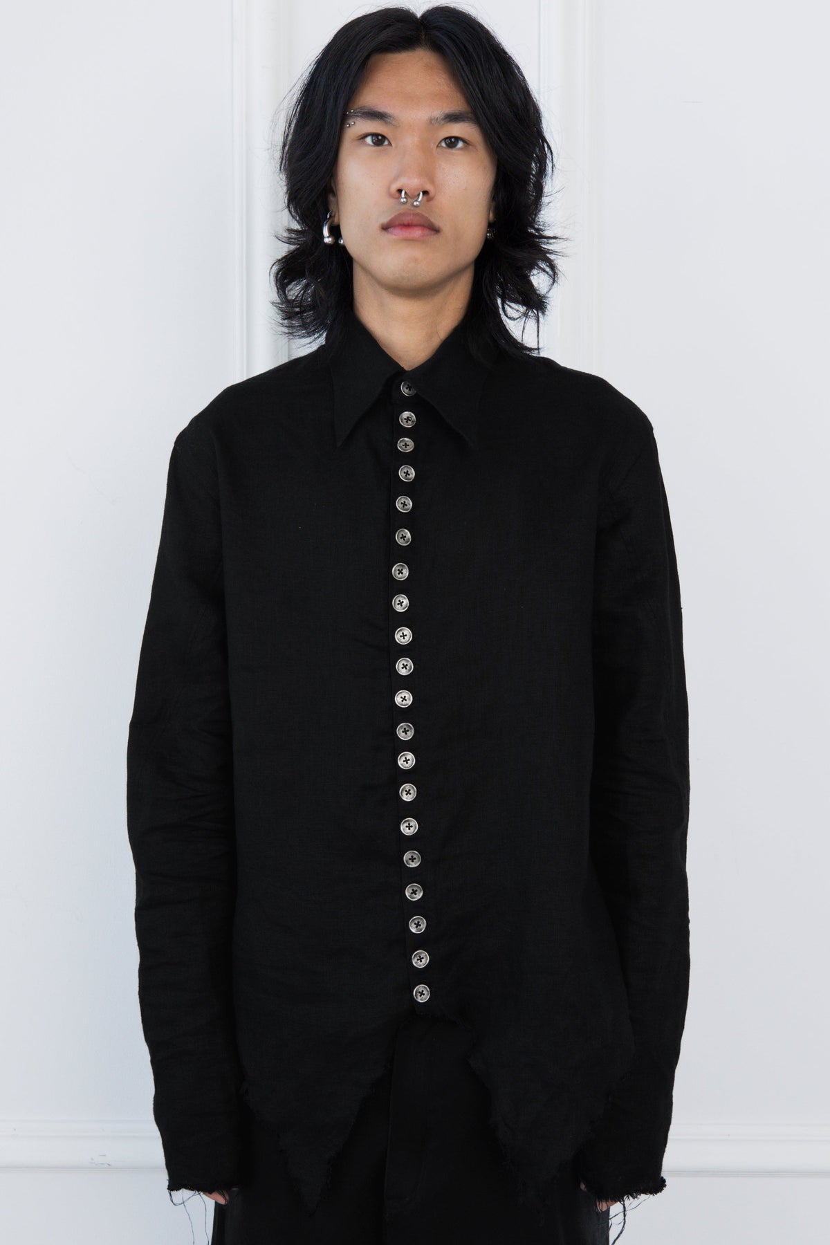 Linen Button Down with Metal Buttons