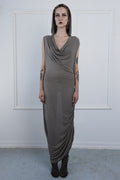 Silk Jersey Knit Cowl Dress